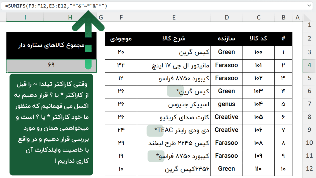 استفاده از تابع SUMIFS اکسل