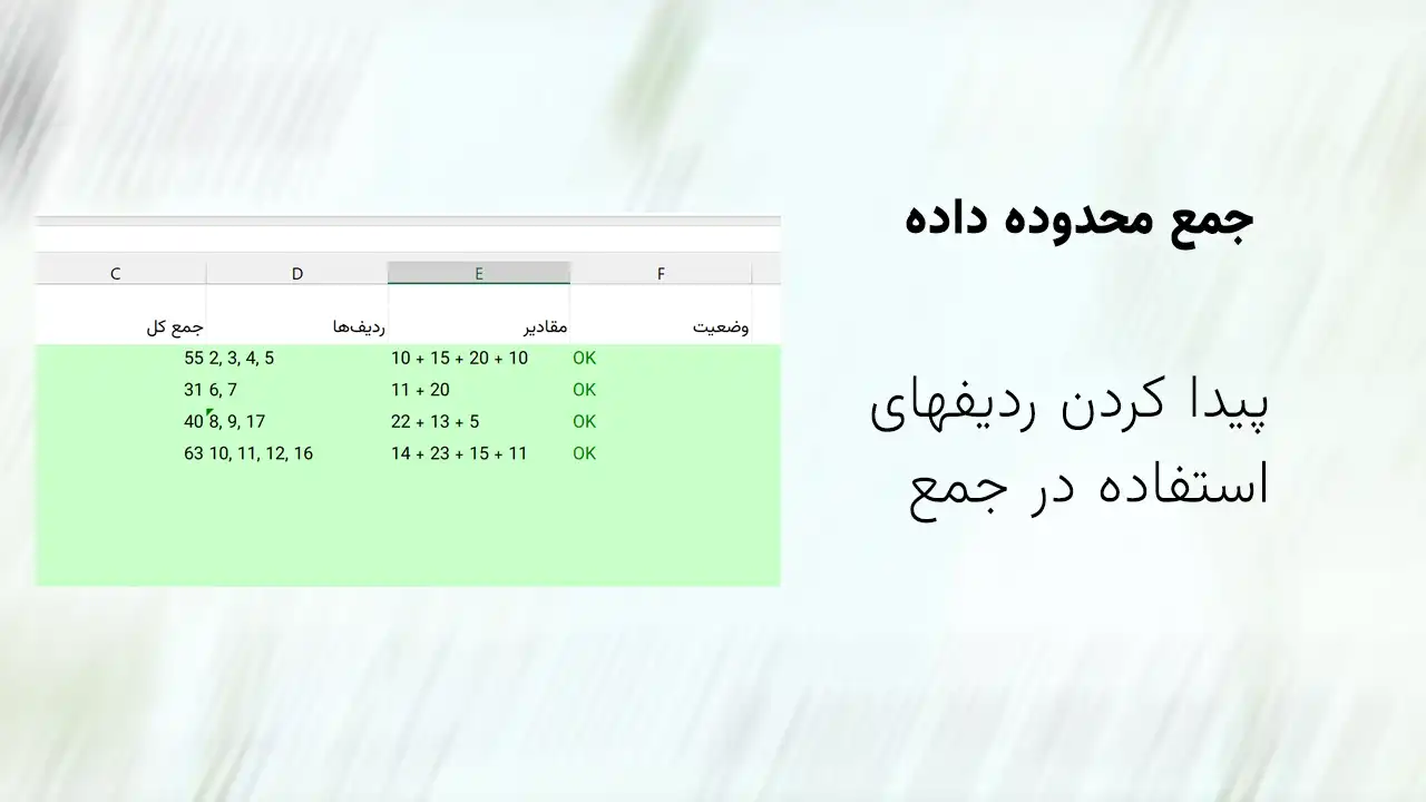 سلولهای مورد استفاده در جمع