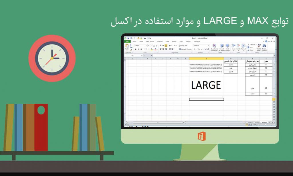 تابع LARGE در اکسل