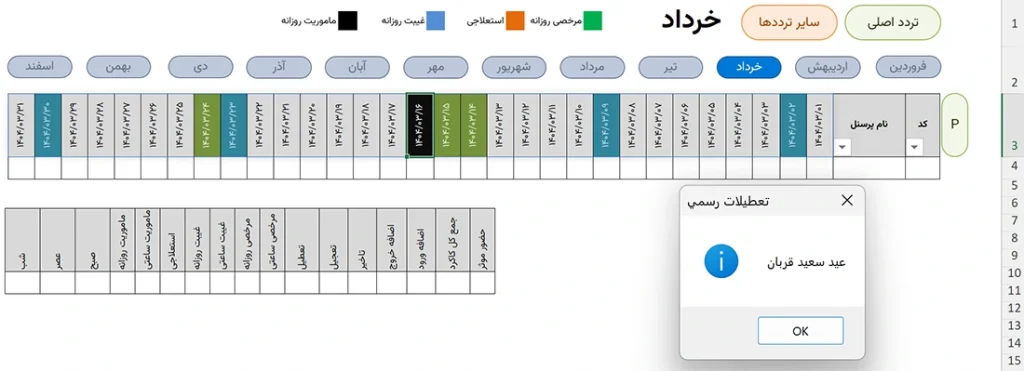 ورود و خروج در اکسل
